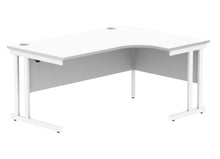 Load image into Gallery viewer, Office Right Hand Corner Desk With Steel Double Upright Cantilever Frame | 1600X1200 | Arctic White/White