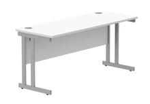 Load image into Gallery viewer, Office Rectangular Desk With Steel Double Upright Cantilever Frame | 1600X600 | Arctic White/Silver