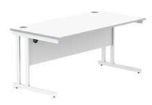 Load image into Gallery viewer, Office Rectangular Desk With Steel Double Upright Cantilever Frame | 1600X800 | Arctic White/White