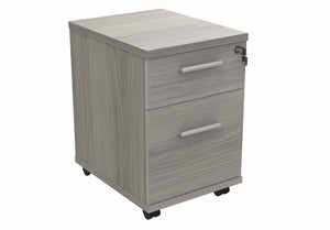 Mobile Under Desk Office Storage Unit | 2 Drawers | Alaskan Grey Oak