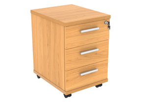 Mobile Under Desk Office Storage Unit | 3 Drawers | Norwegian Beech