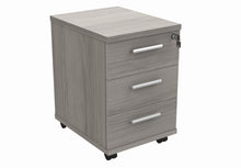 Load image into Gallery viewer, Mobile Under Desk Office Storage Unit | 3 Drawers | Alaskan Grey Oak