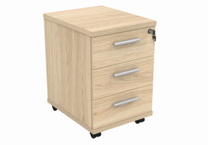Mobile Under Desk Office Storage Unit | 3 Drawers | Canadian Oak