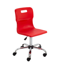 Load image into Gallery viewer, Titan Swivel Senior Chair with Chrome Base and Castors Size 5-6 | Red/Chrome