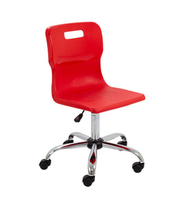 Titan Swivel Senior Chair with Chrome Base and Castors Size 5-6 | Red/Chrome