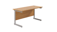 Load image into Gallery viewer, Single Upright Rectangular Desk: 600mm Deep | 1400X600 | Nova Oak/Silver