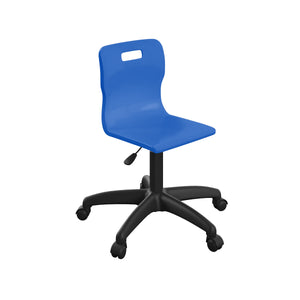 Titan Swivel Junior Chair with Plastic Base and Castors Size 3-4 | Blue/Black