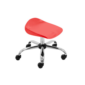 Titan Swivel Junior Stool with Chrome Base and Castors Size 5-6 | Red/Chrome