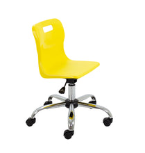 Load image into Gallery viewer, Titan Swivel Junior Chair with Chrome Base and Castors Size 3-4 | Yellow/Chrome