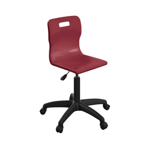 Titan Swivel Senior Chair with Plastic Base and Castors Size 5-6 | Burgundy/Black