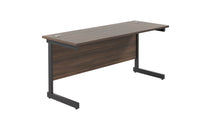 Load image into Gallery viewer, Single Upright Rectangular Desk: 600mm Deep | 1800X600 | Dark Walnut/Black