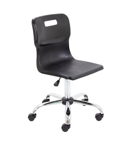 Titan Swivel Senior Chair with Chrome Base and Castors Size 5-6 | Black/Chrome