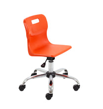 Load image into Gallery viewer, Titan Swivel Junior Chair with Chrome Base and Castors Size 3-4 | Orange/Chrome
