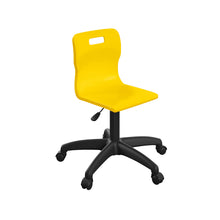 Load image into Gallery viewer, Titan Swivel Junior Chair with Plastic Base and Castors Size 3-4 | Yellow/Black