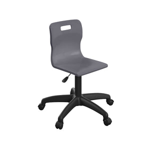 Titan Swivel Junior Chair with Plastic Base and Castors Size 3-4 | Charcoal/Black