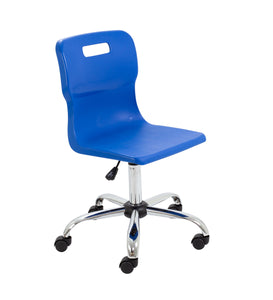 Titan Swivel Senior Chair with Chrome Base and Castors Size 5-6 | Blue/Chrome