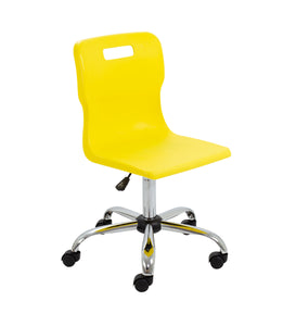 Titan Swivel Senior Chair with Chrome Base and Castors Size 5-6 | Yellow/Chrome
