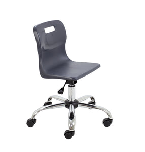 Titan Swivel Junior Chair with Chrome Base and Castors Size 3-4 | Charcoal/Chrome