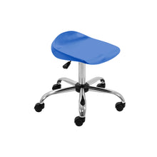 Load image into Gallery viewer, Titan Swivel Senior Stool with Chrome Base and Castors Size 5-6 | Blue/Chrome
