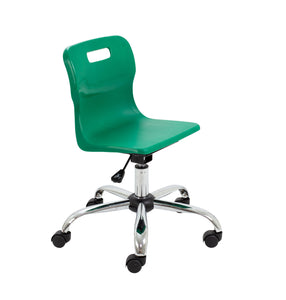 Titan Swivel Junior Chair with Chrome Base and Castors Size 3-4 | Green/Chrome