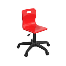 Load image into Gallery viewer, Titan Swivel Junior Chair with Plastic Base and Castors Size 3-4 | Red/Black