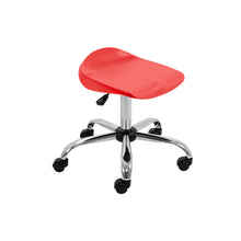 Load image into Gallery viewer, Titan Swivel Senior Stool with Chrome Base and Castors Size 5-6 | Red/Chrome