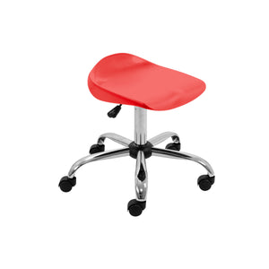 Titan Swivel Senior Stool with Chrome Base and Castors Size 5-6 | Red/Chrome