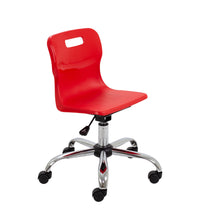 Load image into Gallery viewer, Titan Swivel Junior Chair with Chrome Base and Castors Size 3-4 | Red/Chrome
