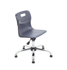 Titan Swivel Junior Chair with Chrome Base and Glides Size 3-4 | Charcoal/Chrome
