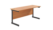 Load image into Gallery viewer, Single Upright Rectangular Desk: 600mm Deep | 1800X600 | Beech/Black