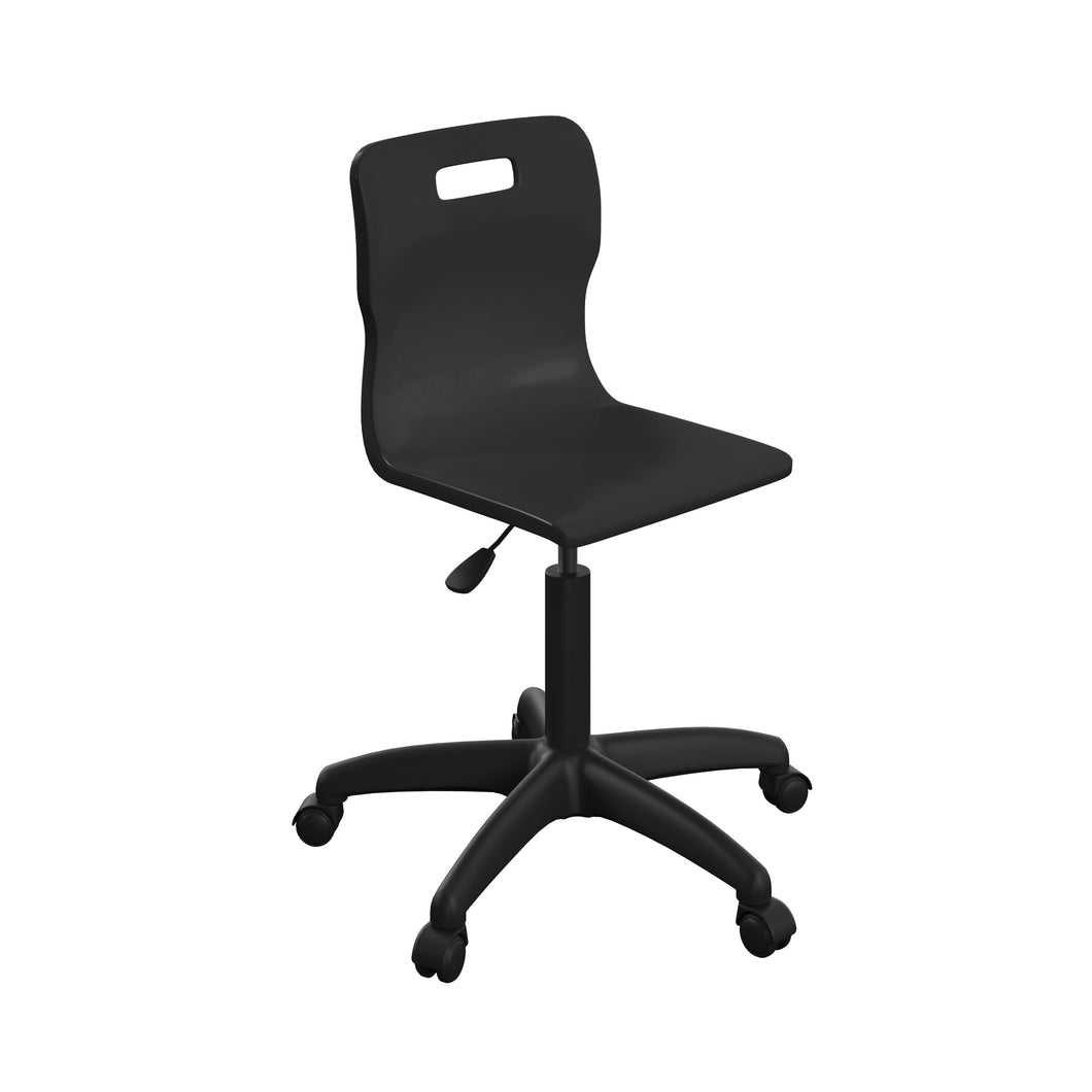 Titan Swivel Senior Chair with Plastic Base and Castors Size 5-6 | Black/Black