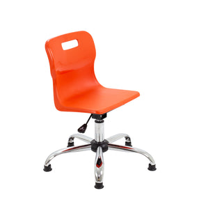 Titan Swivel Junior Chair with Chrome Base and Glides Size 3-4 | Orange/Chrome