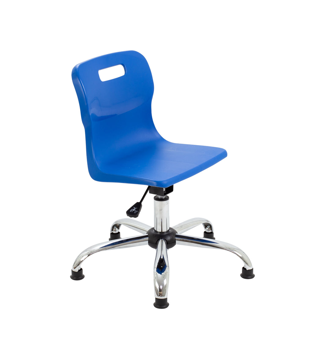 Titan Swivel Junior Chair with Chrome Base and Glides Size 3-4 | Blue/Chrome